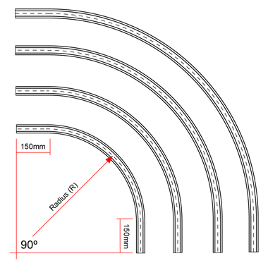 Doughty Rail Curve R75 Black