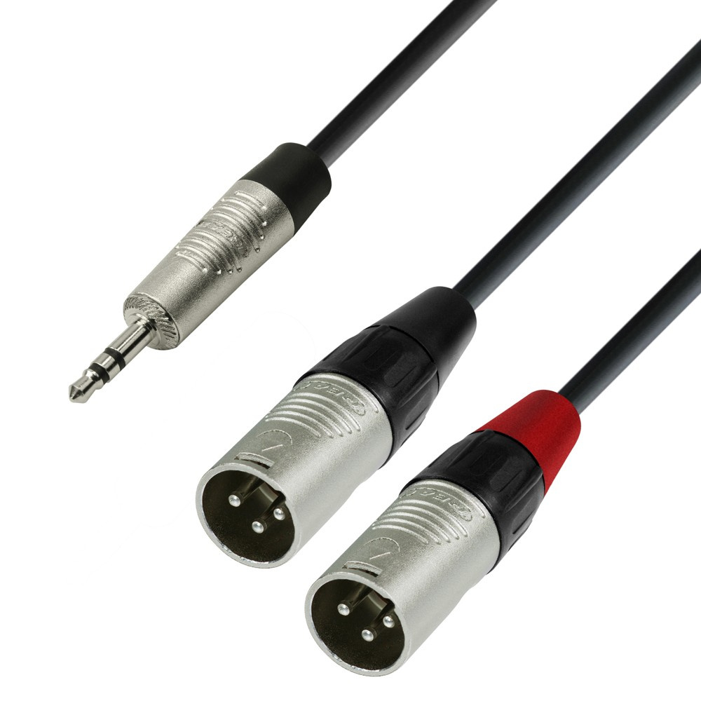 Adam Hall Cables 4 STAR YWMM 0180 - Y-Cable REAN® 2 x XLR male to Minijack TRS | 1.8 m