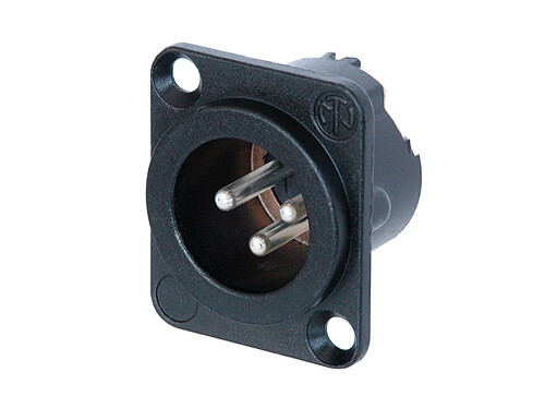 [NC3MD-LX-BAG] Neutrik XLR chassis connector, male, 3-pin, black