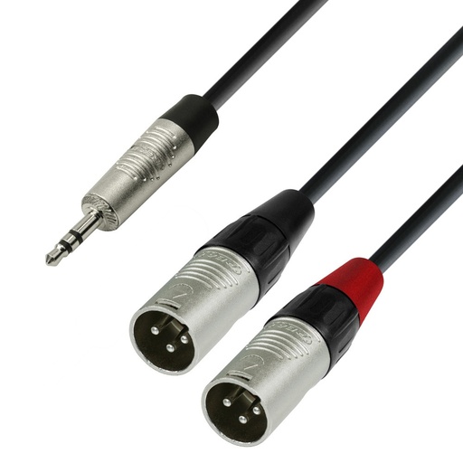 [K4YWMM0180] Adam Hall Cables 4 STAR YWMM 0180 - Y-Cable REAN® 2 x XLR male to Minijack TRS | 1.8 m